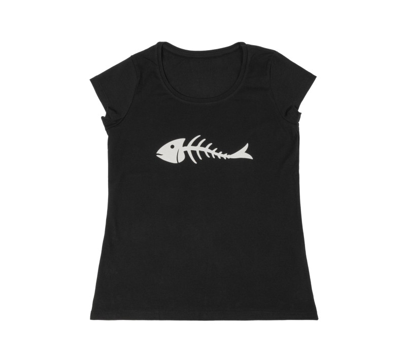 Camiseta negra mujer con estampado sardina